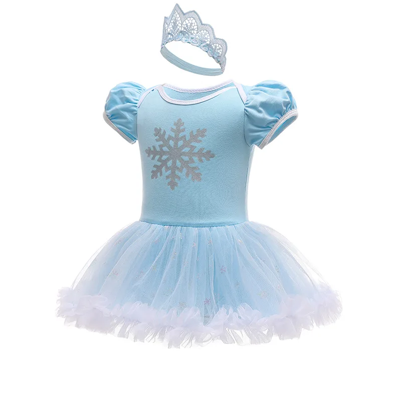 New Summer Baby Girl Party Bodysuit Short Sleeved Round Collar Princess Jumpsuit Sweet Style Halloween Dress Up Clothing H117