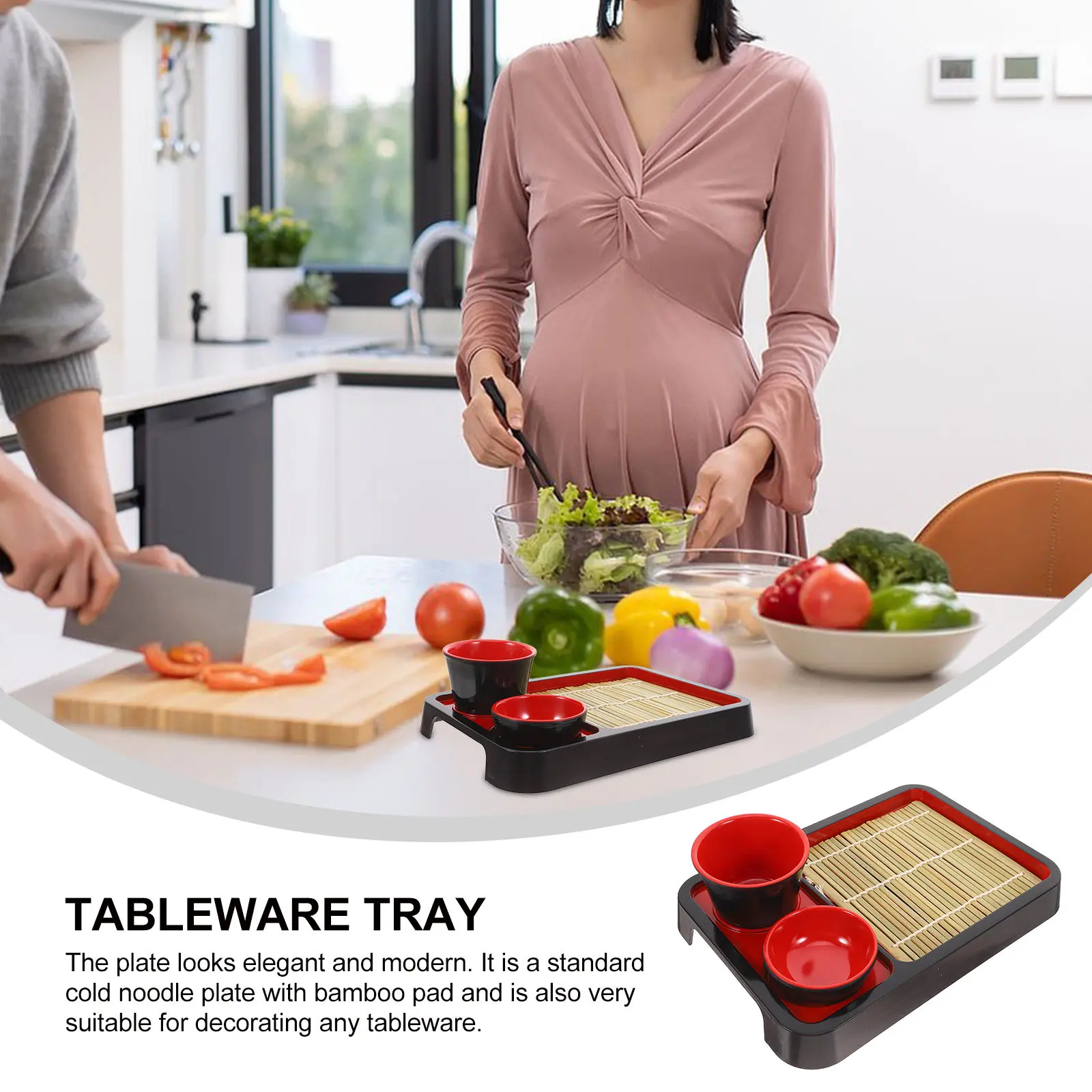 

Набор из 1 предмета: Премиальная тарелка для холодной лапши, многоразовая бамбуковая тарелка для подачи блюд, хранения закусок, кухонная посуда, элегантный дизайн