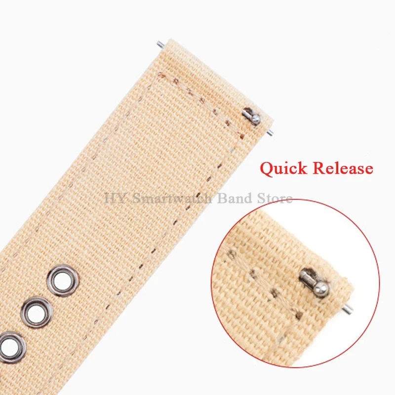 18 20 22 24mm Nylon Canvas Watch Strap for Samsung Galaxy Watch 4 5 6 Sport Quick Release Bracelet for Huawei GT2/3 Wrist Band