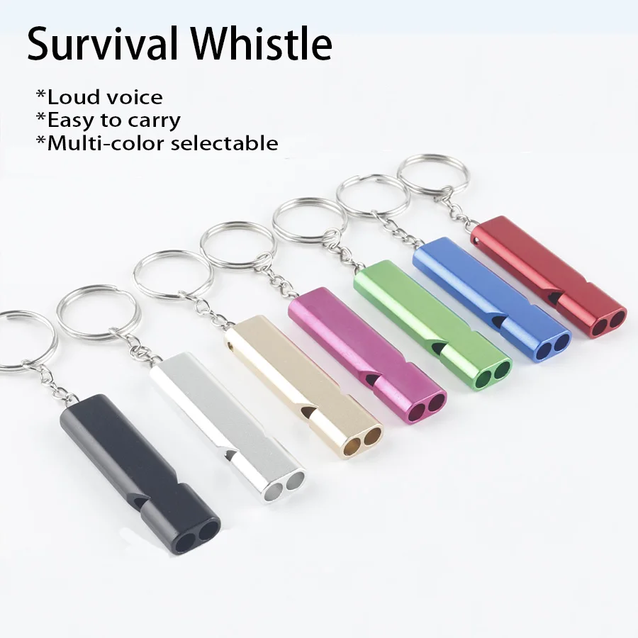 1/2Pc Survival Whistle Soccer Outdoor High Decibel Portable Flat Aluminum Alloy Dual Frequency Wilderness Emergency Whistle Tool