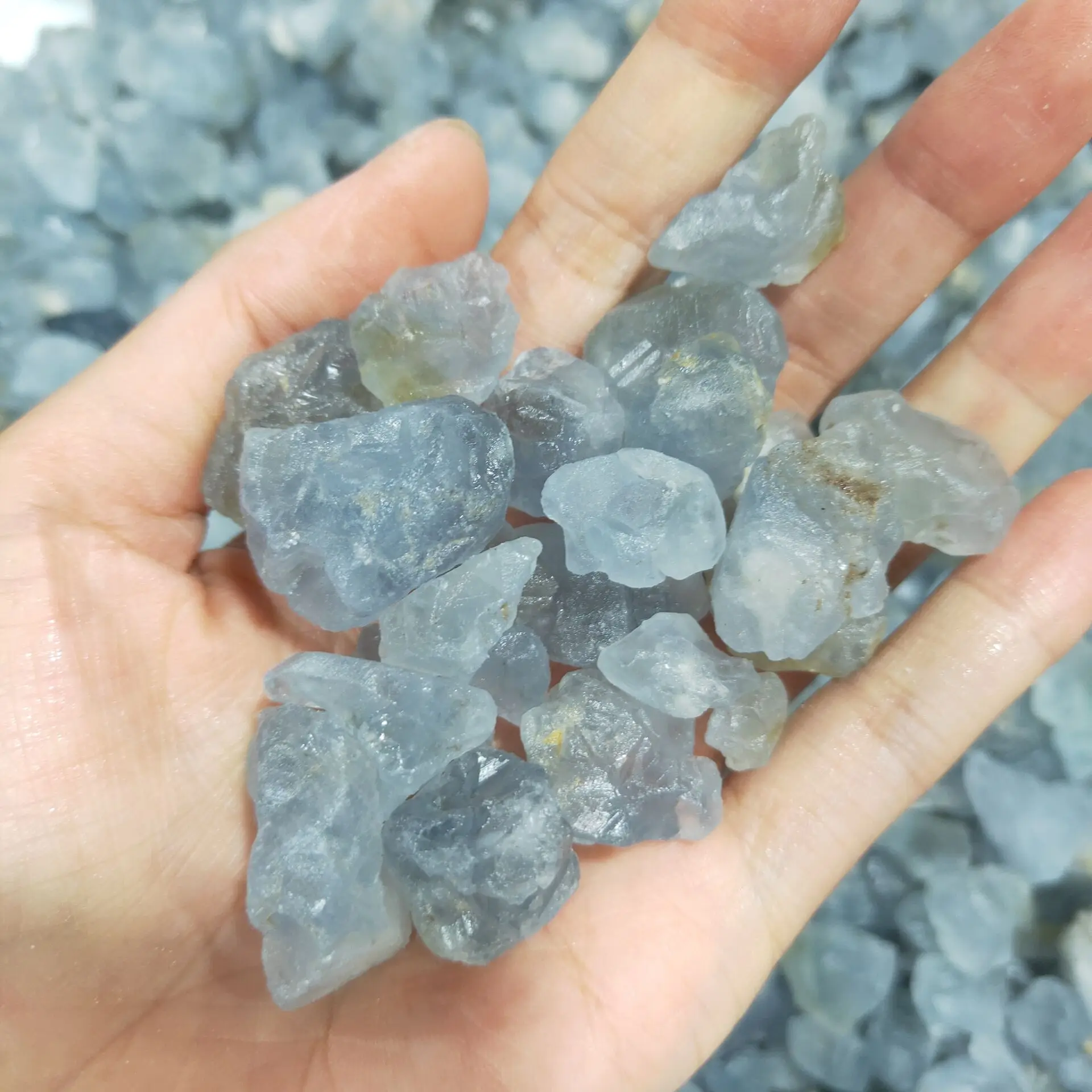 Natural Celestite Stone Raw Sky Blue Crystal Gemstones Mineral Specimen Fish Tank Decoration Healing Energy Crystal