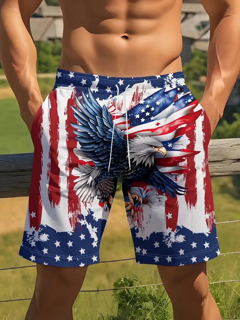 USA National Flag Graphic Men Board Shorts 3D Printed Short Pants Casual Hawaiian Swim Beach Trunks MAGA Summer Men Kids Clothes