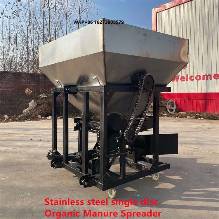 High Quality Fertiliser Spreader Machine Stainless Steel Double Disc Organic Manure Spreader