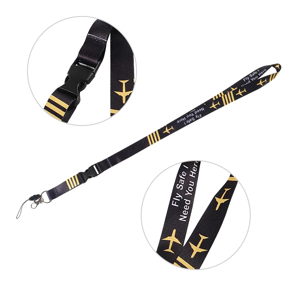 1 PCS Fashion Pilot Lanyards Fly Safe Lanyard For ID Badge Holders Pass Gym Mobile USB Badge Holder Lanyards Neck Strap Keyring