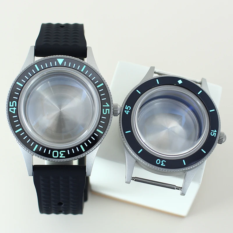 40mm Blasting Sand Retro Process Watch Case Stainless Steel parts For 50-FATHOS NH35 NH36 NH38 Movement C3 Bezel Sapphire Glass