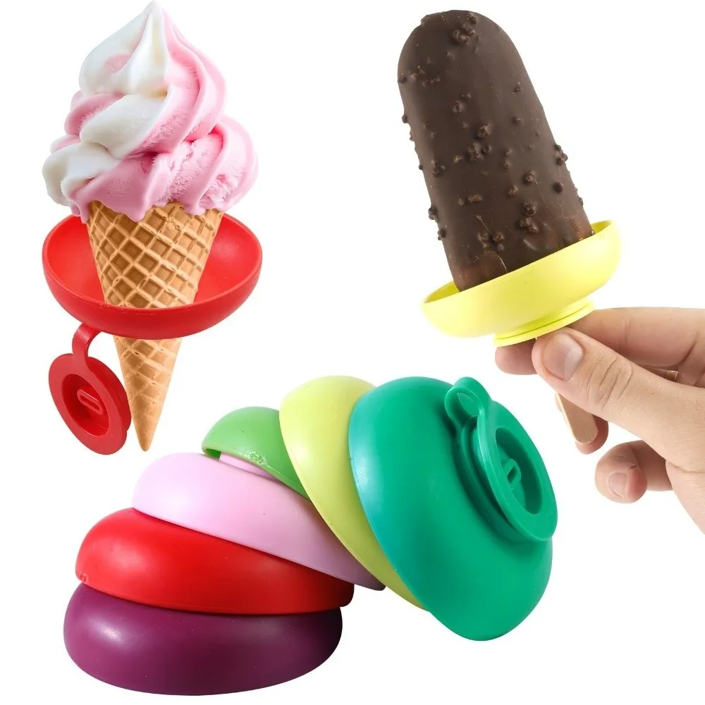 Easy Clean Silicone Anti-Drip Ice Cream Holder Anti-Flow Mess Free Ice Cream Tray Drip Proof Ice Cream Support Trailer Kids