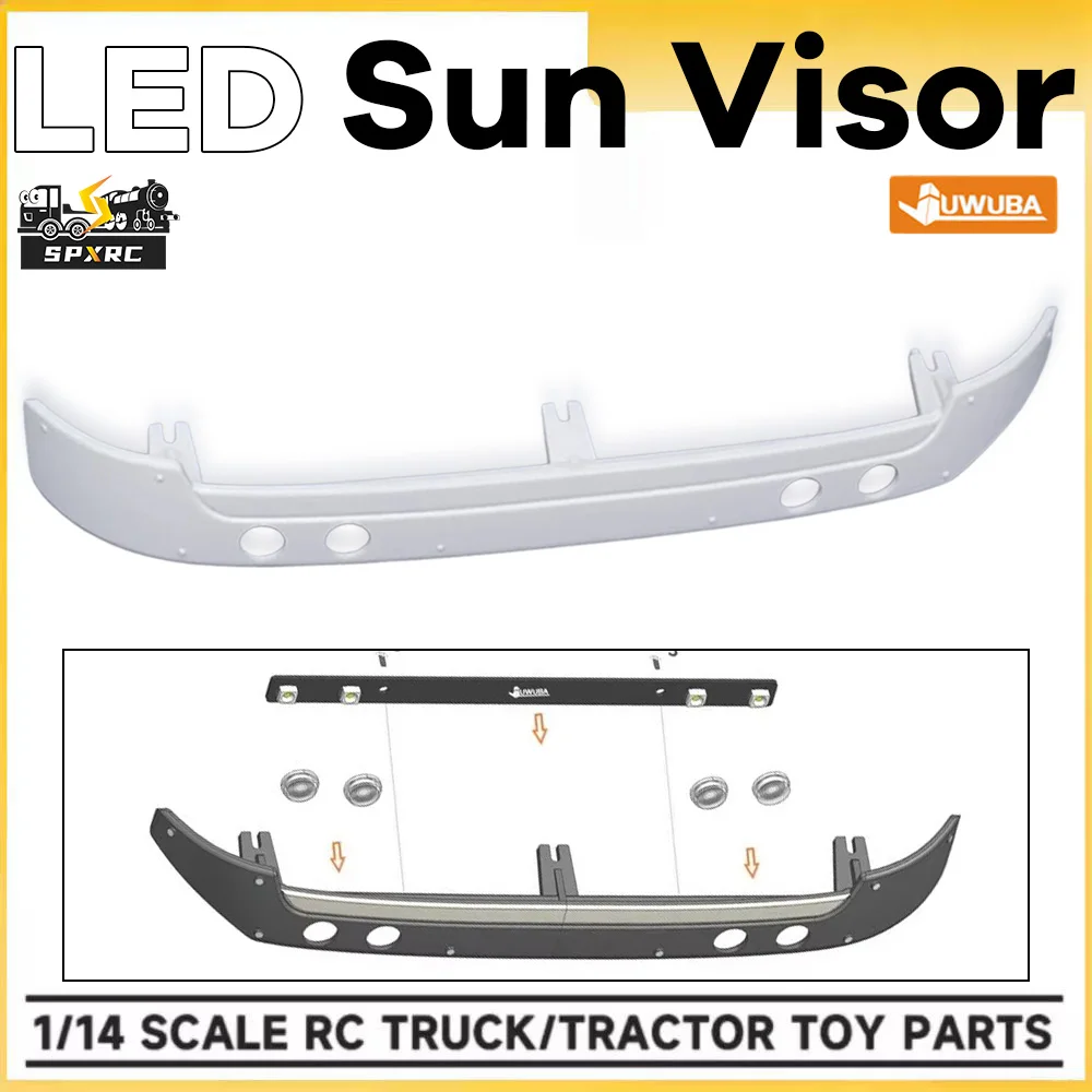 3363 Sun Visor Light Spotlights LED Plastic ABS White For 1/14 Tamiyaa RC Dump Truck BENZZ ACTROS 1851 Tipper Toys Model Parts