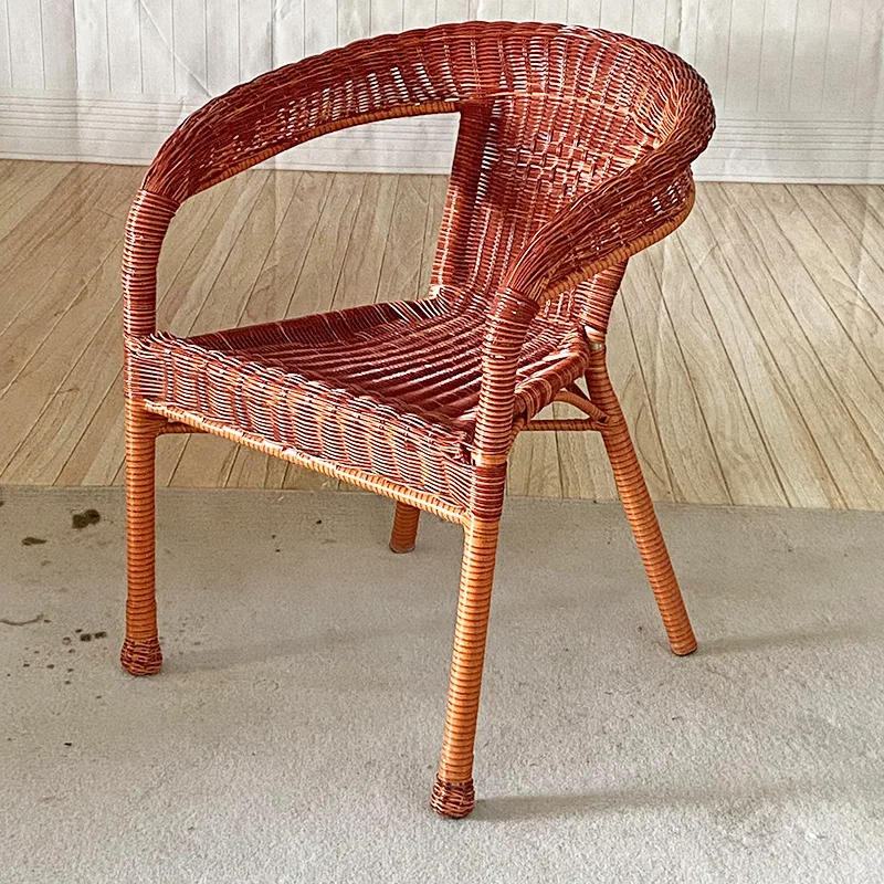 Rotan stoel rotan driedelige set ouderen rugleuning kruk ouderen stoel fauteuil