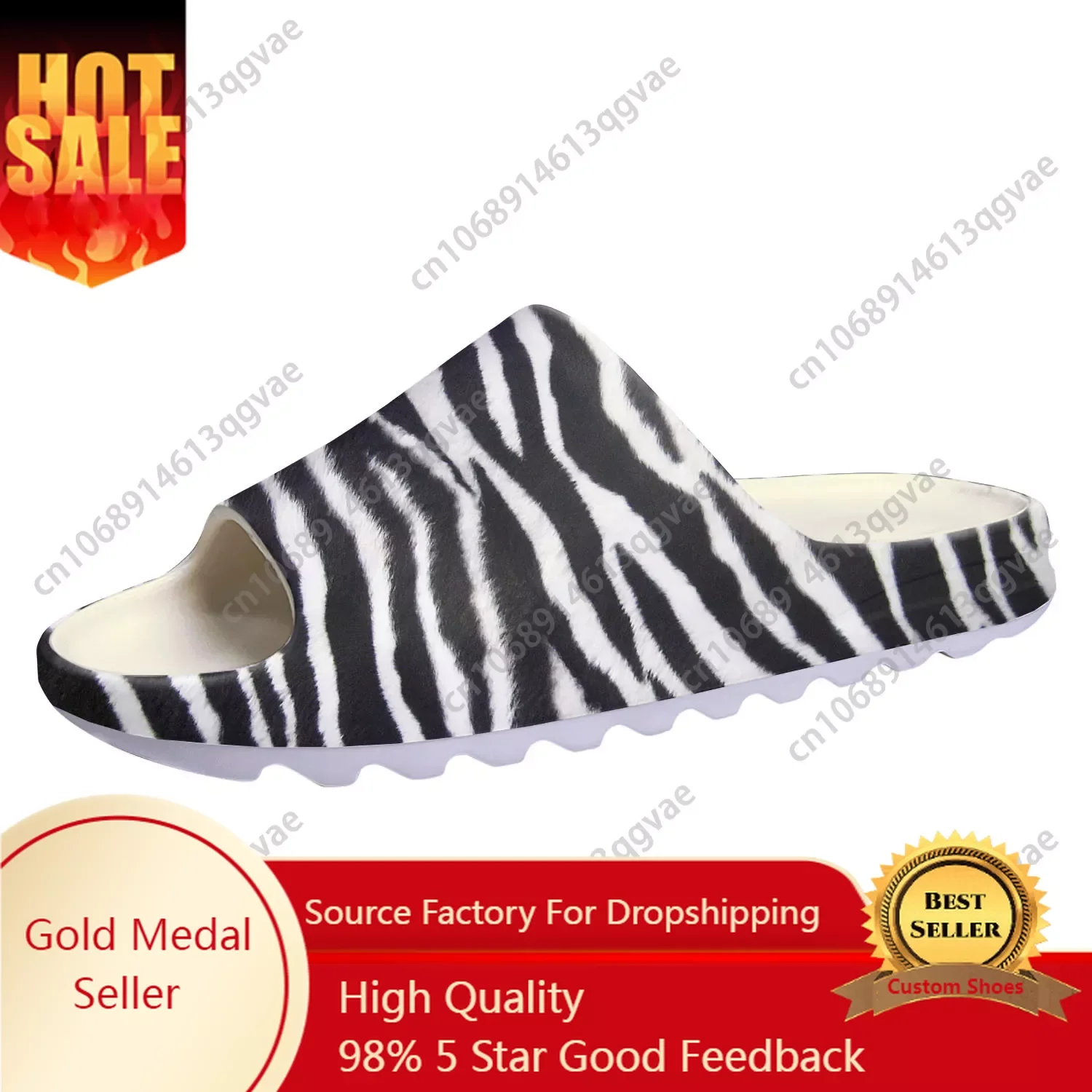 

Zebra Print 3D Soft Sole Sllipers Home Clogs Step on Water Shoes Mens Womens Teenager Bathroom Beach Customize on Shit Sandals