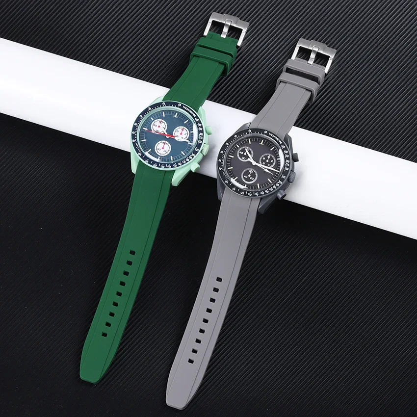 Ремешок силиконовый для часов Swatch с изогнутым концом, водонепроницаемый резиновый браслет для часов «Arc», для мужчин и женщин, спортивный браслет Omega, 20 мм 22 мм