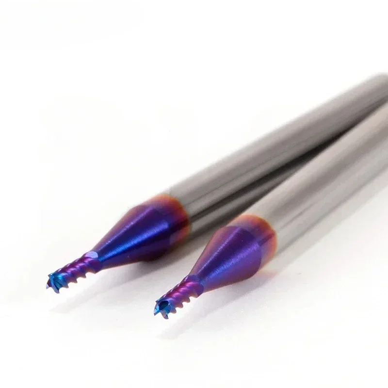 

HRC65 десятичная точка карбида вольфрамовой стали фреза 4F синее нанопокрытие из нержавеющей стали специальные фрезы с ЧПУ