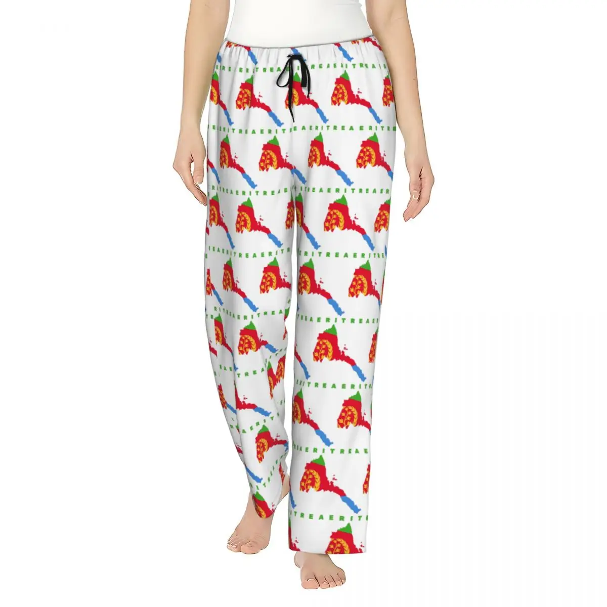 

Custom Flag Of Eritrea Women Pajama Pants Lounge Sleep Sleepwear Bottoms with Pockets