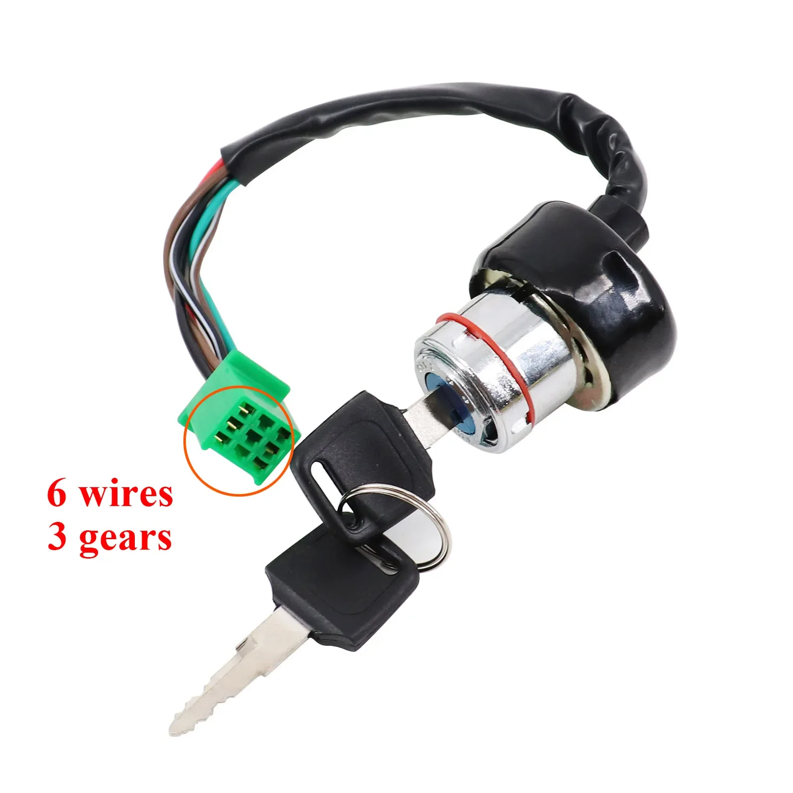 Car Motorcycle Ignition Switch 3 Position 6 Wire with 2 Keys for Harley Scooter ATV Dirt Bike Go Kart Parts Universal