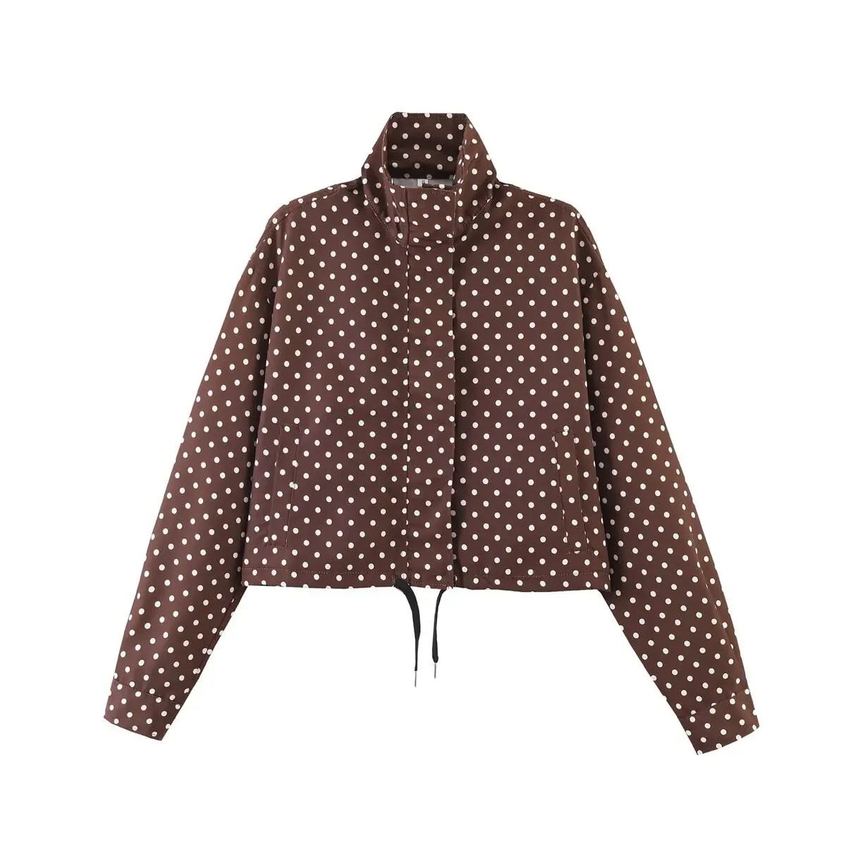 Polka Dot Print Korte Jassen Dames High Street Lange Mouwen Jassen voor Dames 2026 Elegante Kantoor Dames Casual Buitenkleding