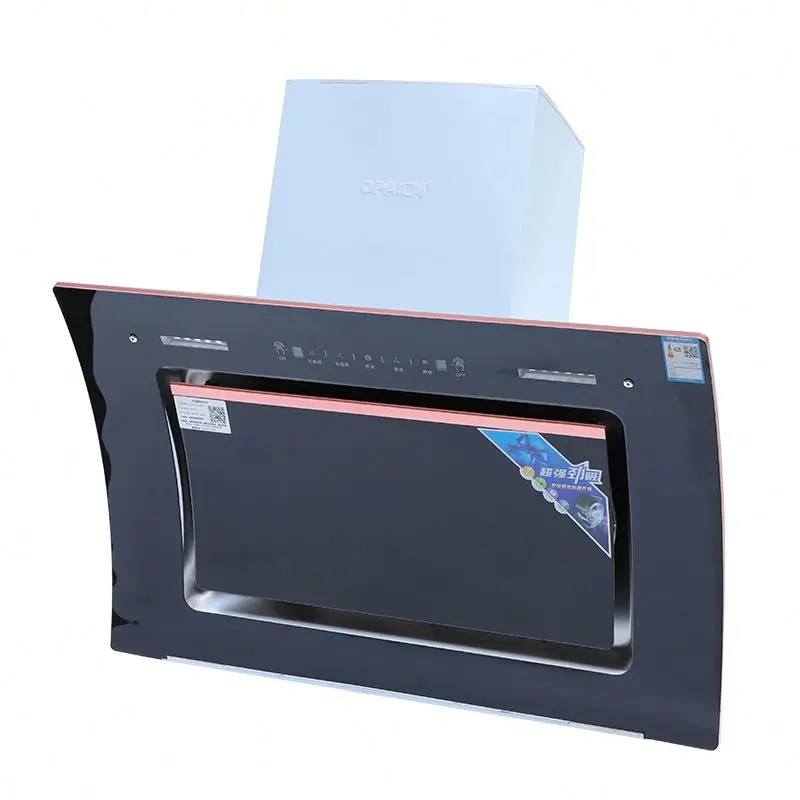 Economic Black Aluminum Slanted Angled Wall-mounted Cooker Hood Exhaust Vented Electric Powered App-Controlled Hotel Commercial