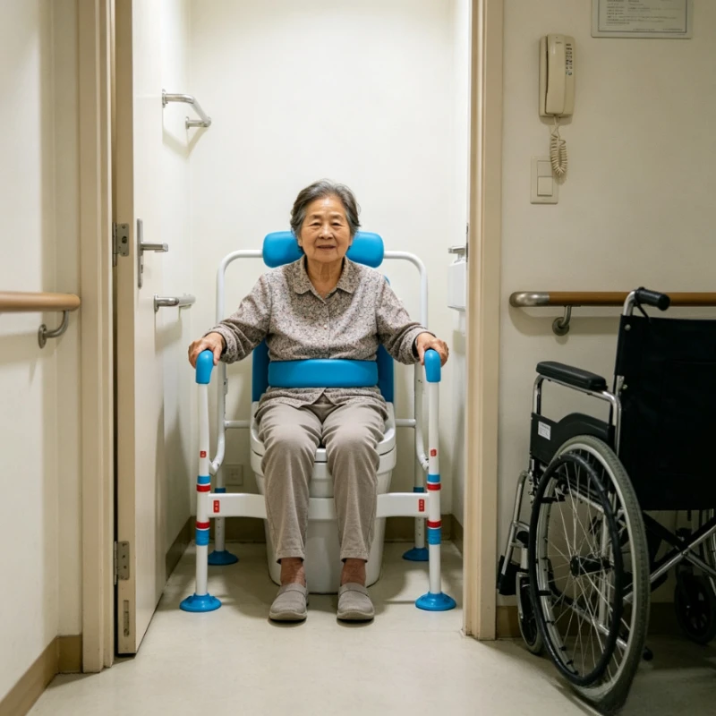 No Punching Toilet Handrail, Elderly Bathroom Get Up Help Frame Safety Stand Up Assist Toilet Frame for Elderly Grab Bars Rails
