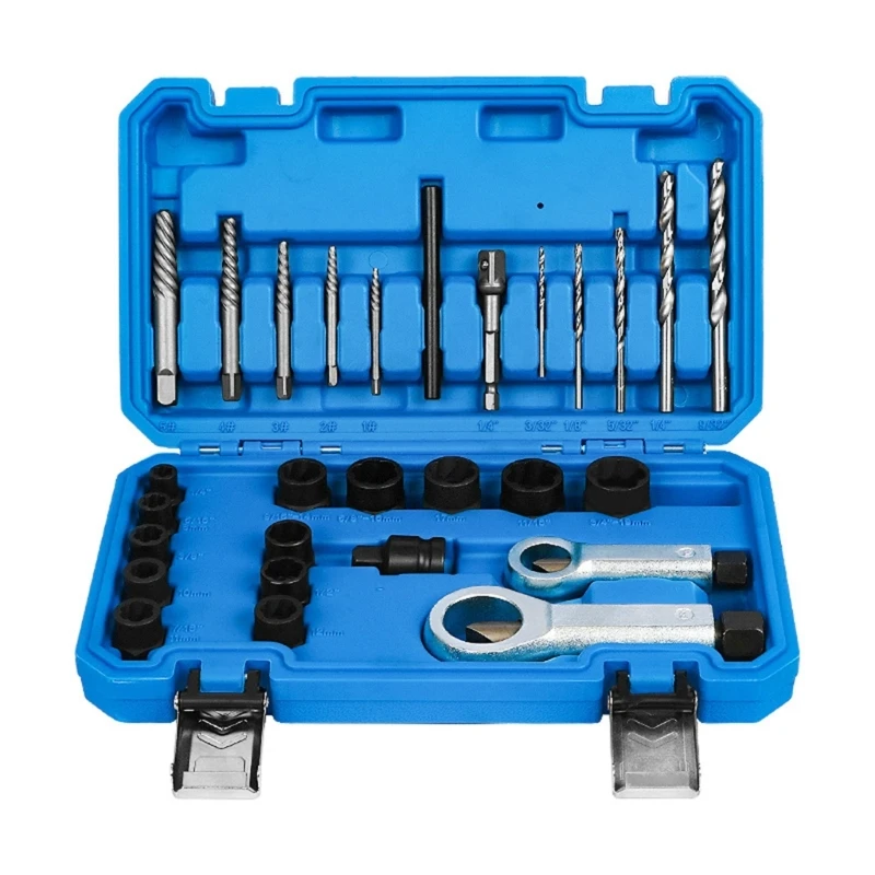 28Pcs Impact Damaged Nut Screw Remover Extractor Socket Tool Removal Set Nut Screw Removal Socket Wrench