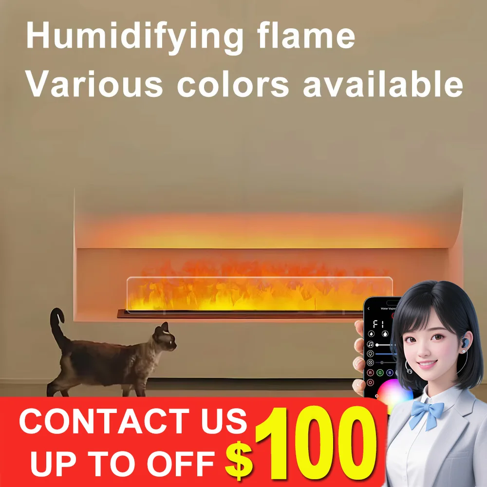 Chimenea de llama holográfica 3D, niebla de agua + luces RGB, fácil instalación, chimenea moderna para decoración del hogar, hace que la apariencia del hogar más cálida