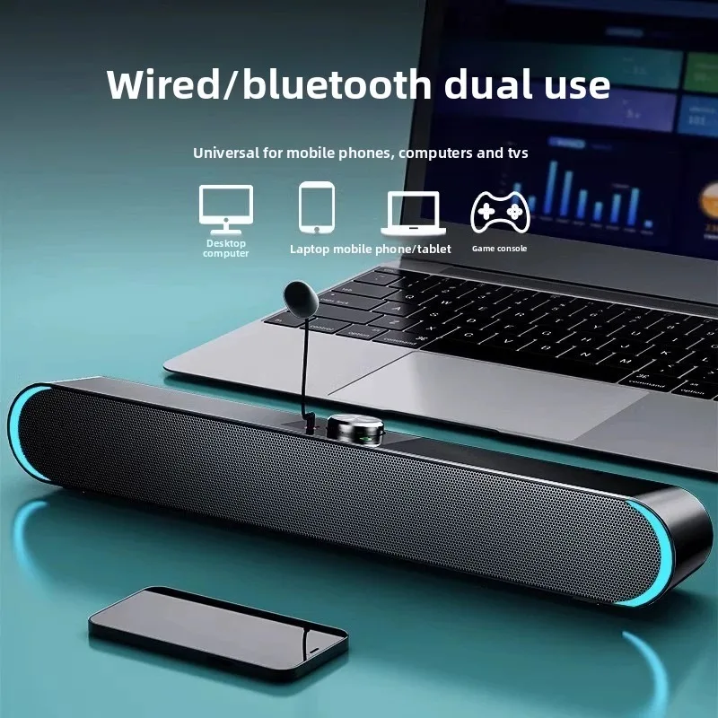 Desktop Computer Stereo, Bluetooth Outdoor Home, Desktop Wired Speakers, Subwoofer, with Microphone