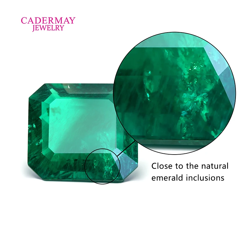 Rectangle Shape Muzuo Green Lab Grown Emerald 3x5mm-20x30mm Emerald Cut Hydrothermal Emerald With Inculsions For Emerald Jewelry