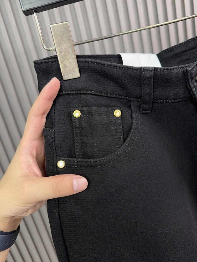 Svip Sli Fce Lined Slim Fit Cone aped Straight Leg Denim Jeans for Men Winter Warm Elastic mid Stretch M Model