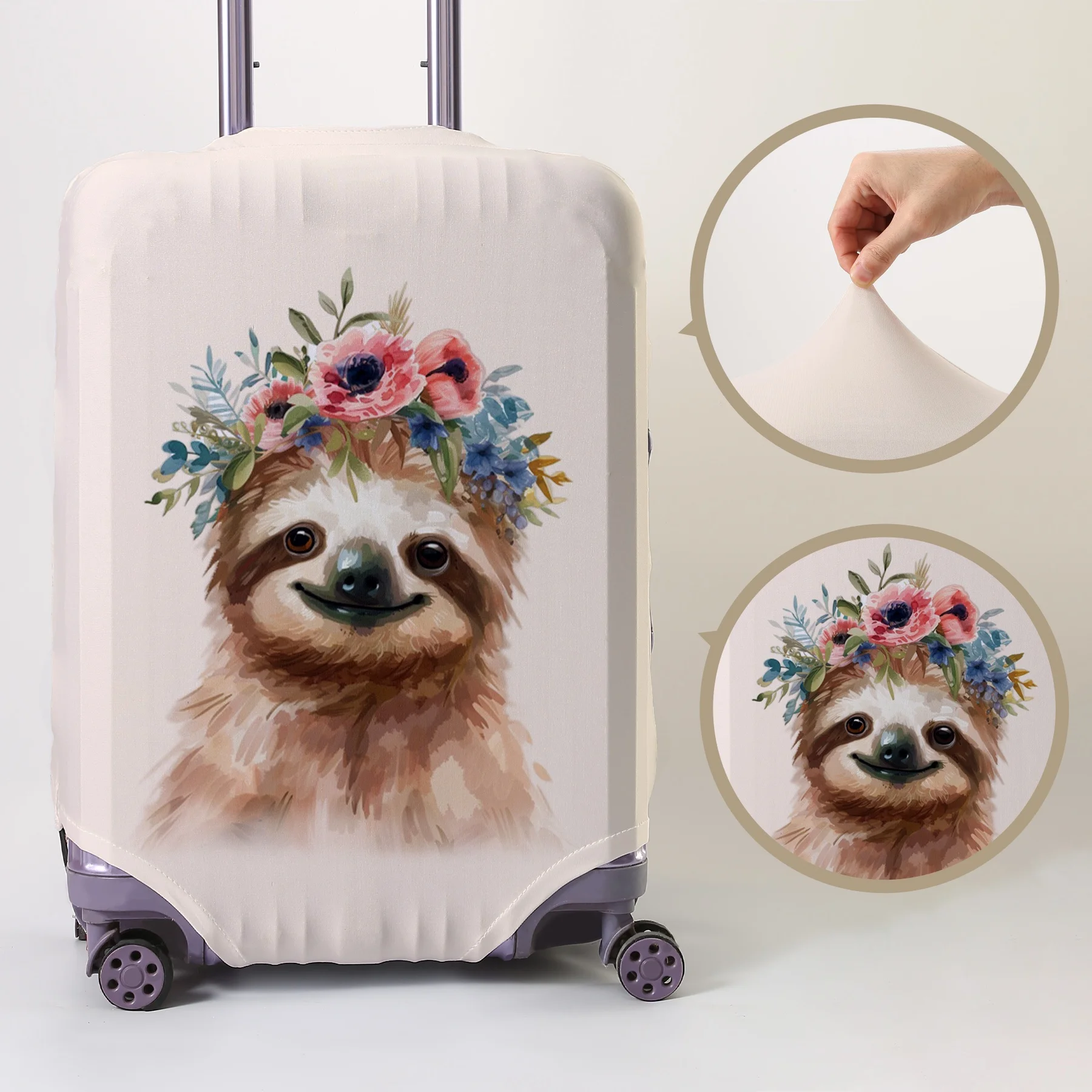 

Защитный чехол для багажа с рисунком ленивца и цветочным венком, подходит для чемоданов 18-32 дюймов, чехлы для ручек чемоданов, перчатки для ручек чемоданов, транспортировочные чехлы.