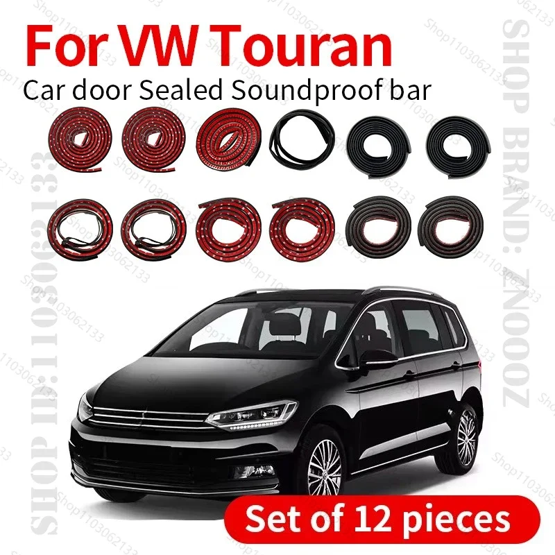 

For VW Touran Typ 5T Car Door Seal Strip Rubber Double Layer Sealing Protector Soundproof Strip Dustproof Seal Strip 12PCS Set
