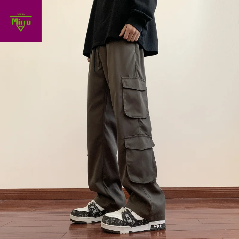 

【Mirrordust】Autumn New Loose Wide-Leg Casual Pants for Men with Multiple Pockets cargo pants
