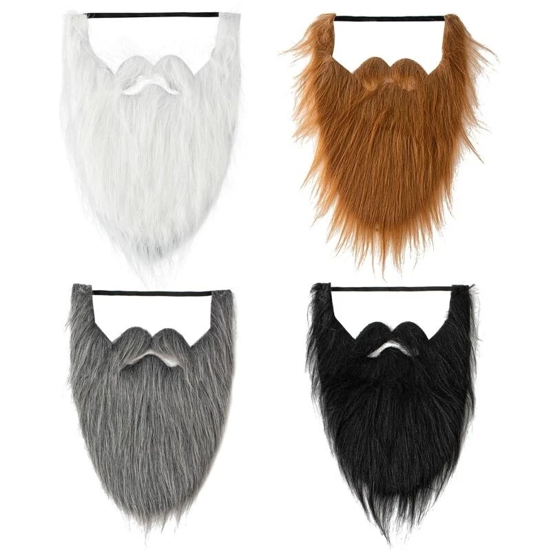 

652F Fake Beards Costume Beard Old Man Mustache Costume Halloween Funny Beard Hair Accessories for Cosplay Party