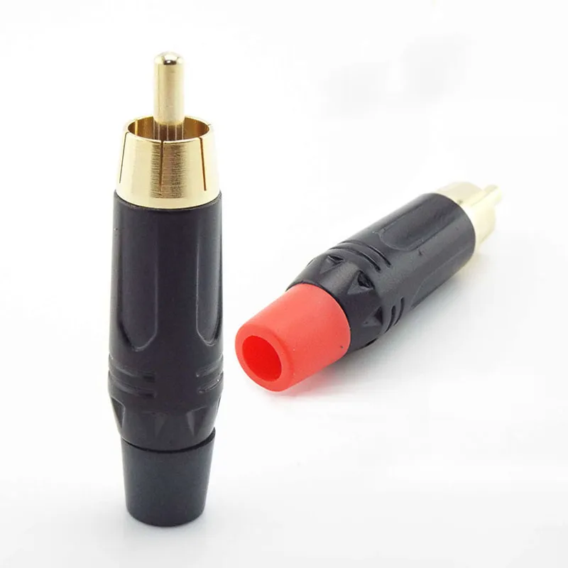 

RCA Male Connector Gold Plating Audio Adapter Pigtail Speaker Plug for 6mm Audio Cable Gold plated RCA plug connector with cover