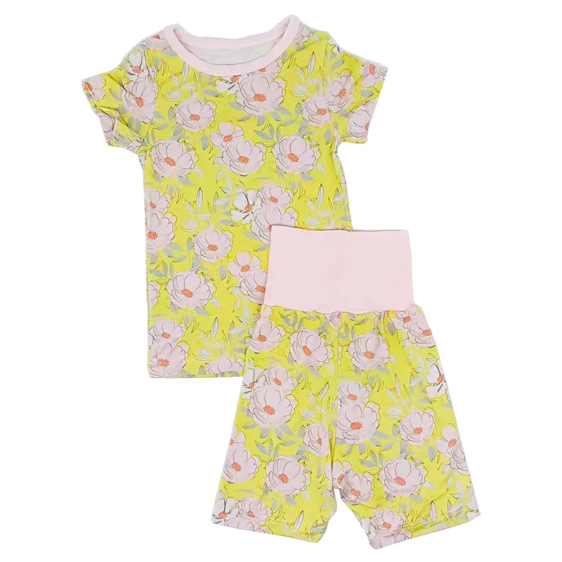 

Floral Baby Girl 2-Pieces Sets Kids Bamboo Two Piece Pajamas Children Girls Sleeper Clothes