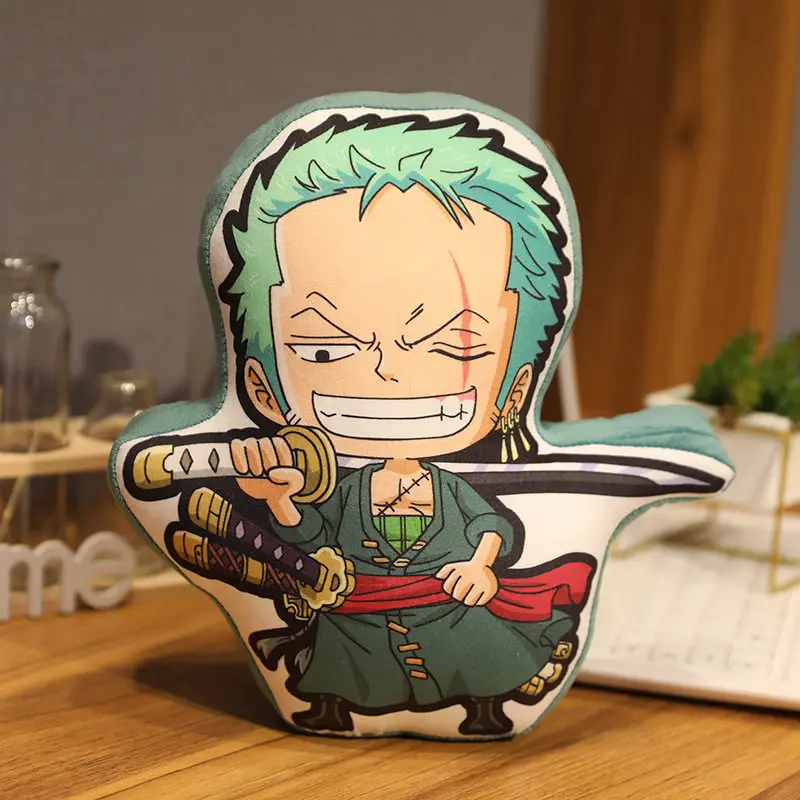Coussin décoratif en forme de personnage de One Piece, Luffy Zoro, imprimé dessin animé, pour canapé, lit, décoration de la maison, cadeau pour les adolescents et les amateurs de manga.