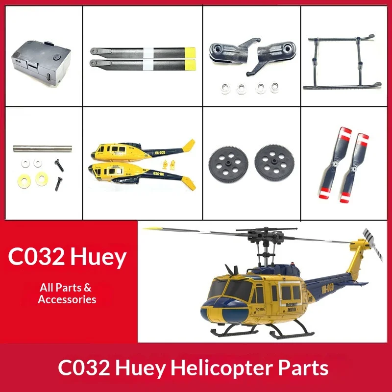 RC ERA Rc Helicopter Spare Parts For C032 Uh 1 Huey Canopy Rotor Blade Battery Gear Landing Skid Rc Hobby Enthusiasts