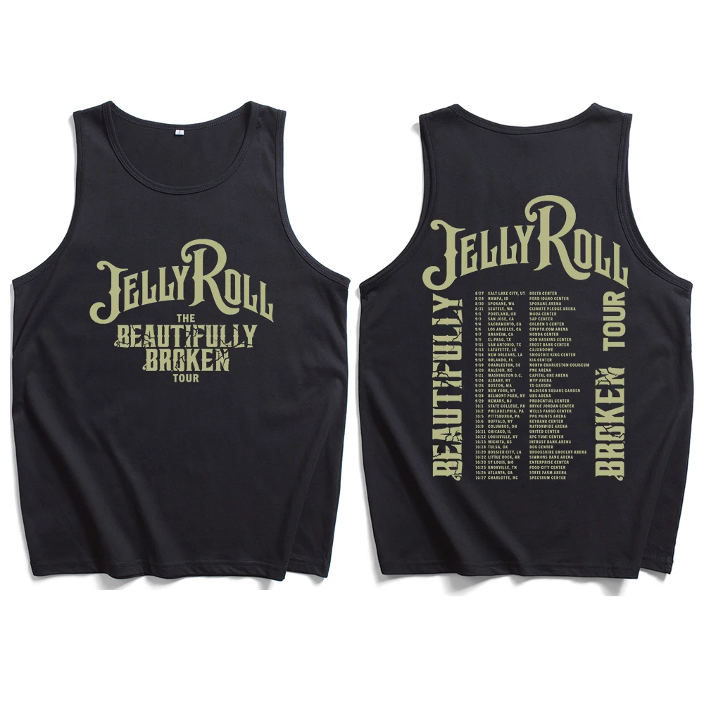 Jelly Roll 2024 The Beautifully Broken Tour Vest Crew neck Sleeveless Summer Tank Shirts