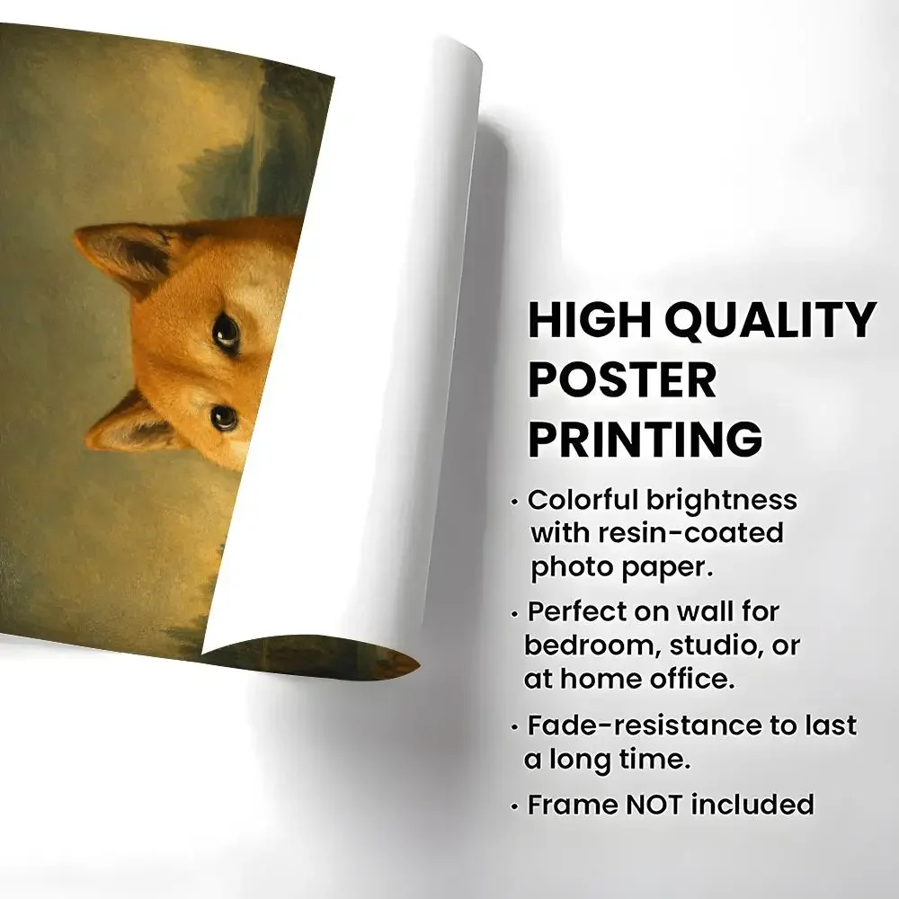 Funny Art Parody Mona Lisa Cat Dog Parody Poster Self-adhesive Art Waterproof Paper Sticker Coffee House Bar Room Wall Decor