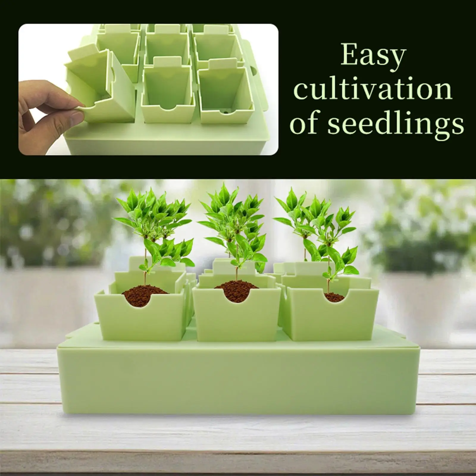 Reusable Plant Germination Tray with 9 Detachable Units Mini Propagator for Indoor Outdoor Greenhouse Garden