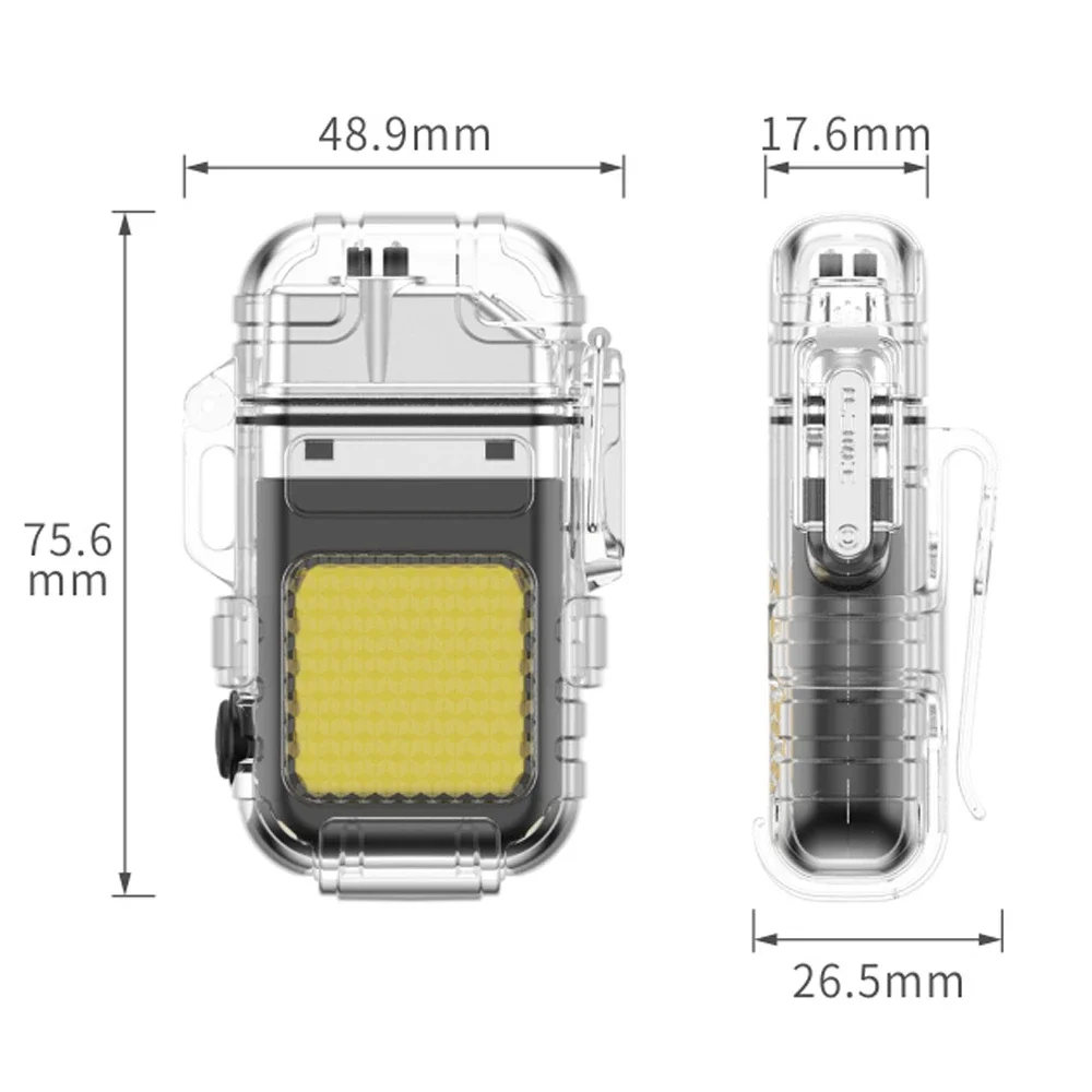 Luminous Transparent Waterproof Lighter Plasma Double Arc Windproof Lighter USB Rechargeable Lighter Outdoor Camping Gift