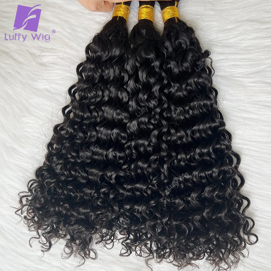 Curly Human Hair Bulk For Braiding Burmese Remy Hair Double Drawn Extensions No Weft Boho Box Bohemian Braids Hair Luffy