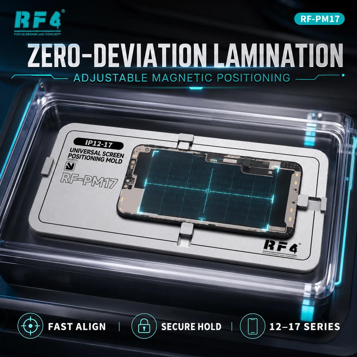 RF4 RF-PM17 Precision OCA Laminating Positioning Fixture Adjustable Screen Holder for iPhone 12-17 Repair Tools