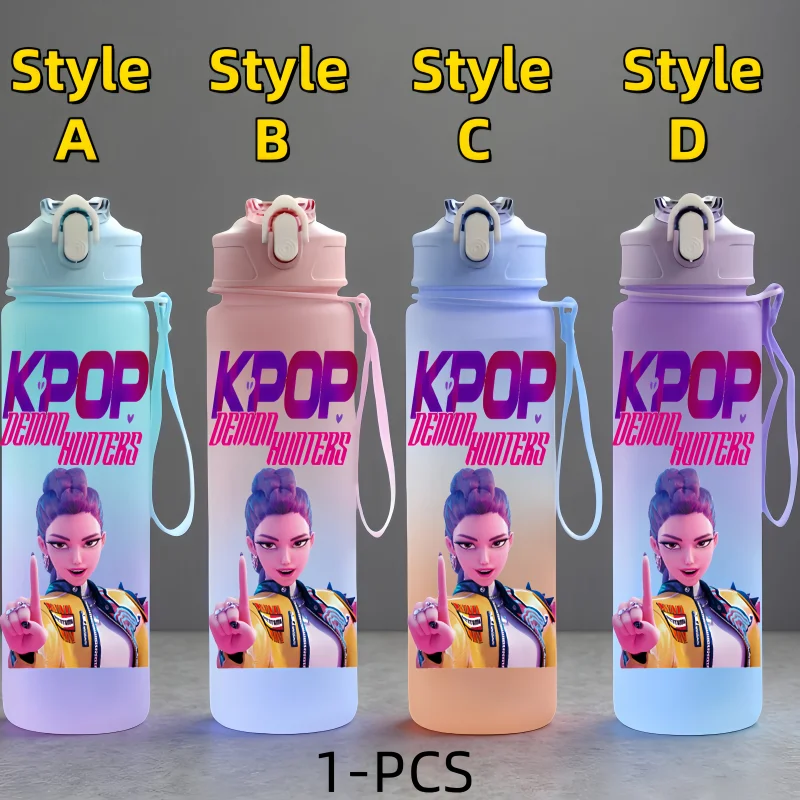 كوب ماء لطيف لشخصية الرسوم المتحركة من KPop Demon Hunters بسعة كبيرة وزجاجة مياه محمولة للاستخدام الخارجي هدية للأولاد والبنات