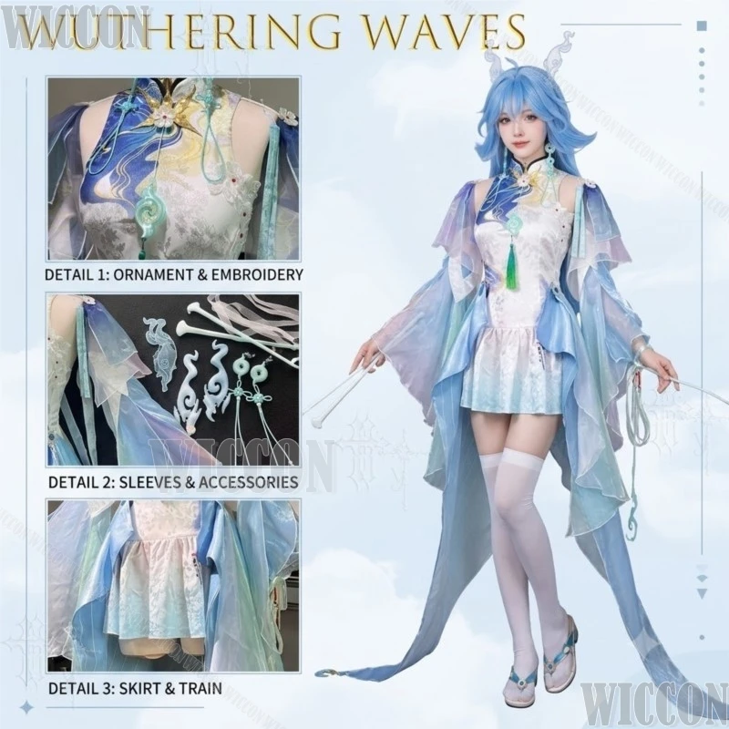 Wuthering Waves Qingxiao Hair Ornament Earrings Cosplay Two Dimensional Game Costume For Comic Con Show Navidad Carnaval Event view 2