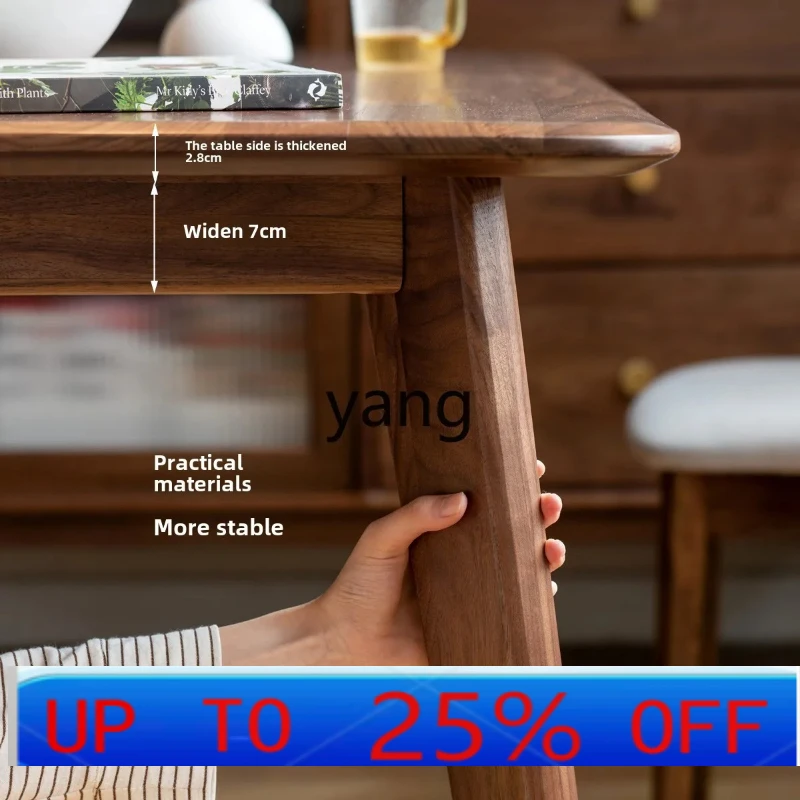 

LMM solid wood dining table and chairs modern simple black walnut dining table home dining table