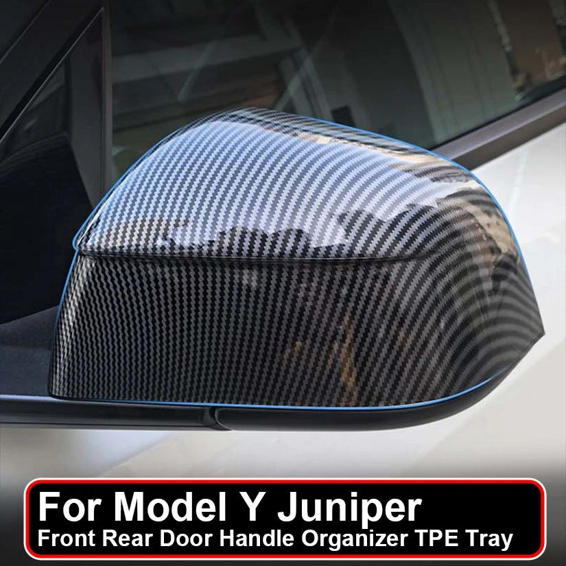 Suitable For Tesla Model Y Juniper Rearview Mirror Protective Cover Rear Mirror Protective Cover ABS Carbon Fiber Pattern Shell