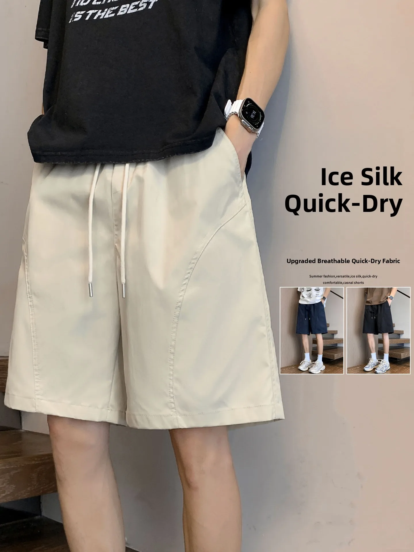 

Casual Straight Leg Five-Quarter orts for Boys Summer New Sle Trendy Brand Teenagers Loose Fit Spor mid Waist Pants