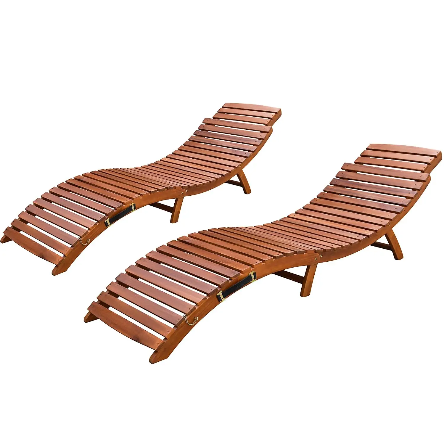 Acacia Wood Folding Lounge Chair Outdoor Pool Deck Lawn Backyard Water-Resistant Wooden Beach Chair 2 Pieces, Customized