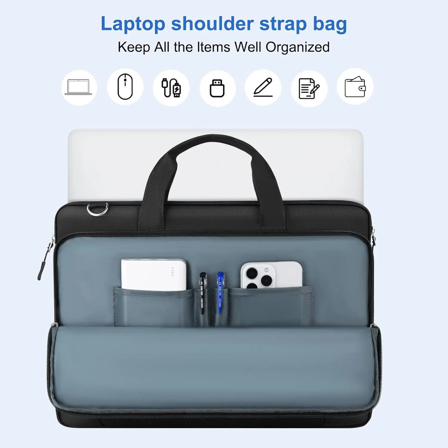 MOSISO Laptop Carrying Case with Shoulder Strap and Handle Large Capacity 15.6 inch for Macbook HP Dell Asus Gifts for Men Women