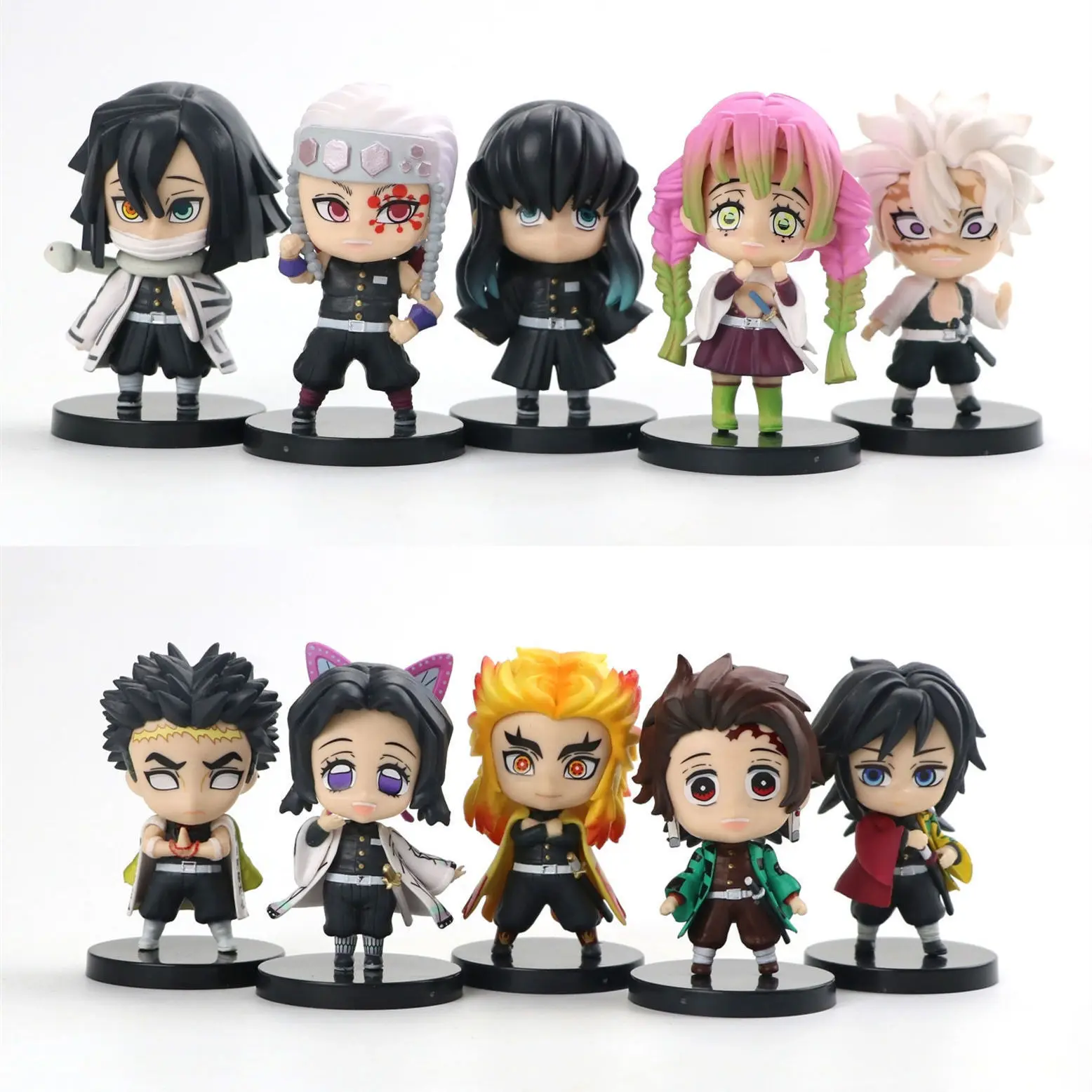 5PCS Kawaii Demon Slayer Actiefiguren Mini Anime Kimetsu geen Yaiba PVC Beeldje Leuke Manga Model Kits Garage Kits speelgoed Ornamenten
