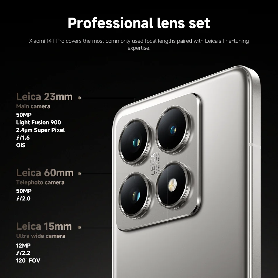 Global Version Xiaomi 14T Pro 5G NFC MediaTek Dimensity 9300+ 144Hz AMOLED Display 50MP Leica Camera 120W HyperCharge Smartphone