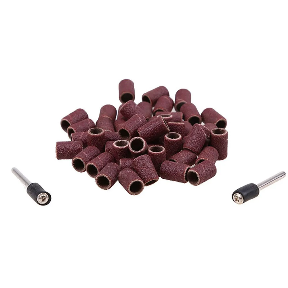 100 Pcs 320 Grit Drum Sanding Bands Sleeves With 2 Mandrels, 6mm Rotary Tool Sandpaper For Wood Polishing And Grinding