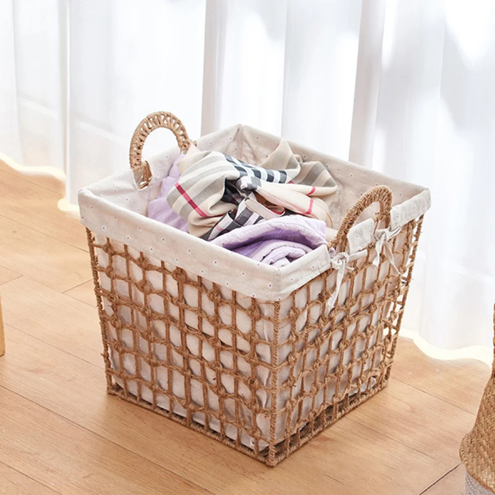 Woven Laundry Basket Portable Dirty Clothes Storage Durable Multi-Purpose Household Collapsible Baskets Organizer